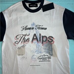 Homme Femme White and Black Short Sleeve Tee